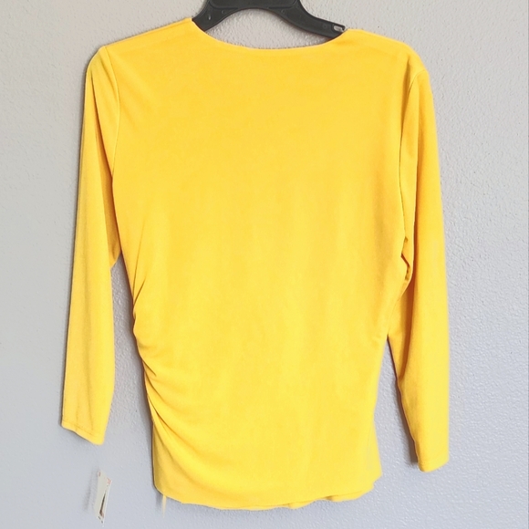ANNE KLEIN 3/4 SLEEVE YELLOW TOP/ SIZE 10 - Picture 3 of 14